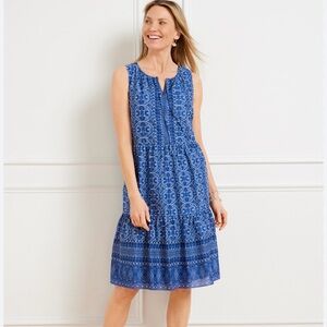 Talbots Voile Oval Medallion Swing Dress Medium 100% Cotton EUC